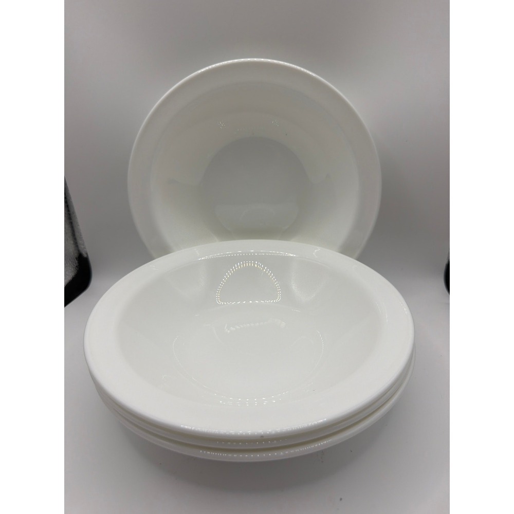 4ct 7" CORNING USA Pyroceram White Flat Rim/Edge Salad/Cereal/Soup Bowls
